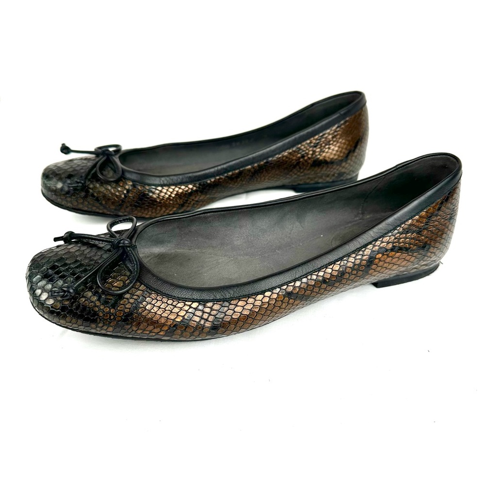Stuart Weitzman Copper and Black Snake Skin Ballet Flats with Original Box